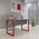 Ver imagem 1 de Mesa Madeira M150/70P25TUB 150cm Industrial Grafito e Vermelho Cinza