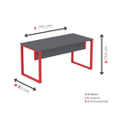 Ver imagem 4 de Mesa Madeira M150/70P25TUB 150cm Industrial Grafito e Vermelho Cinza