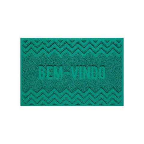 Capacho de Porta Pvc Antiderrapante 60x40cm - Zig Zag Verde
