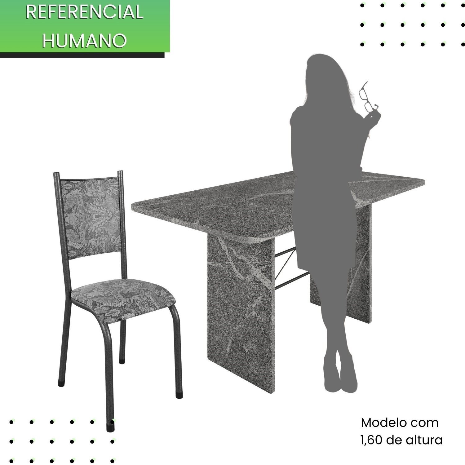 Conjunto Sala de Jantar 6 Cadeiras Mesa 140x75cm Tampo Granito Topázio Bianca - 5