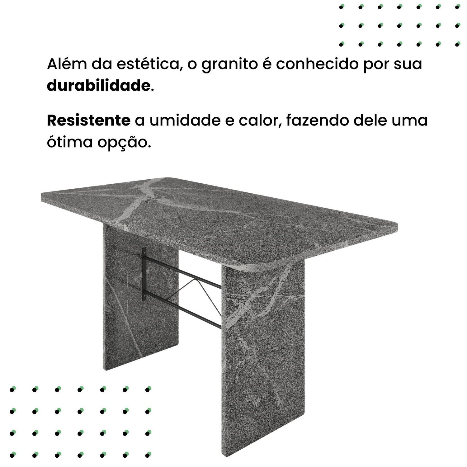 Conjunto Sala de Jantar 6 Cadeiras Mesa 140x75cm Tampo Granito Topázio Bianca - 8