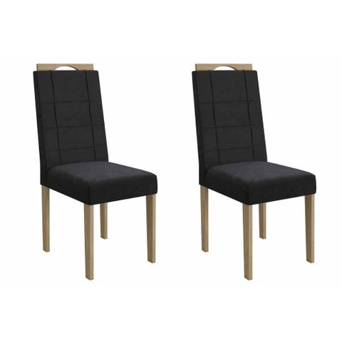 Cadeira Sala de Jantar Flora 2cad161 Madeirado Kit 2 Un Carvalho/suede Preto - Kappesberg