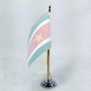 Ver imagem 2 de Mini Bandeira de Mesa Suriname 15 Cm (mastro)poliéster