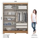 Ver imagem 3 de Guarda Roupa Solteiro 2 Portas Deslizantes 2 Gavetas Istambul B74 Nature Avelã - Henn - Briz