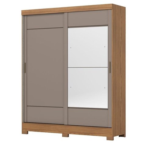 Guarda Roupa Solteiro 2 Portas Deslizantes 2 Gavetas Istambul B74 Nature Avelã - Henn - Briz