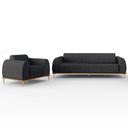 Ver imagem 1 de Kit Sofá 3 Lugares 180cm com Poltrona Molino Pés D'ouro D02 Linho Cinza Escuro C-416 - Lyam Decor