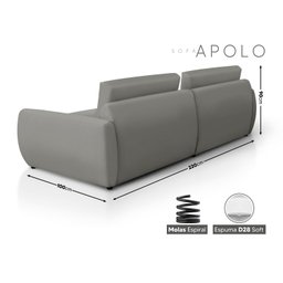 Sofá 2 Lugares 220 Cm Apolo Veludo - 3