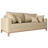 Sofá 3 Lugares Beny Base em Madeira Maciça Recepção Linho Bege Kimi Design - 1