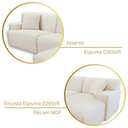 Ver imagem 5 de Sofá de Canto com Chaise, Revestimento em Linho Sintético Bege - Enz007