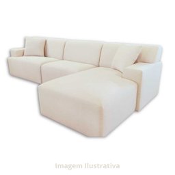 Sofá de Canto com Chaise, Revestimento em Linho Sintético Bege - Enz007 - 3
