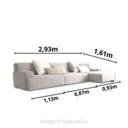 Sofá de Canto com Chaise, Revestimento em Linho Sintético Bege - Enz007 - 2
