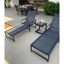 Ver imagem 5 de Kit Moveis Piscina Jogo de Jardim Mesa Aluminio, 6 Cadeiras, Guarda Sol e Espreguiçadeira Piscina