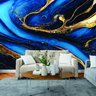 Papel de Parede Painel 3D Mármore Azul com Dourado 3M Revestimento Pedra Requinte Auto Colante - 2