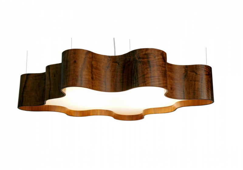 Pendente Lustre Semi Cilíndrico em Madeira 85cm - FoxLustres - 1