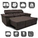 Ver imagem 3 de Sofa Itália 2,00 Mts Retrátil e Reclinavel Tecido Suede Café - Cama InBox