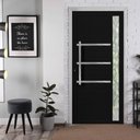 Ver imagem 3 de Porta de alumínio c/friso e visor lambril Preto "E" 210x85