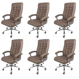 Kit 6 Cadeiras Escritório Presidente Ergonômica NR17 e Molas Office Oslo - 1