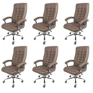 Kit 6 Cadeiras Escritório Presidente Ergonômica NR17 e Molas Office Oslo