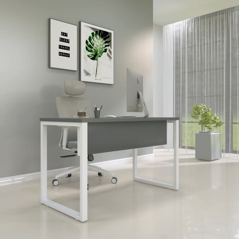 Mesa Madeira M1700/700P25TUB 170cm Industrial Grafito e Branco Cinza