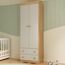 Ver imagem 1 de Guarda-roupa Infantil 62cm 2 Portas e 2 Gavetas Realeza Multimóveis Mp4451 Madeirado/off White