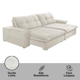 Sofá Gaia Linho 02 Módulos 90 Cm B25cm Meu Sofá Online A302 Linho Branco - 4