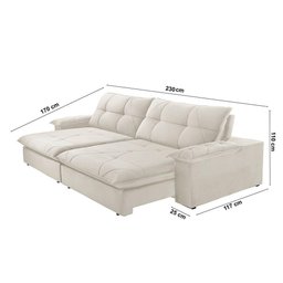 Sofá Gaia Linho 02 Módulos 90 Cm B25cm Meu Sofá Online A302 Linho Branco - 2