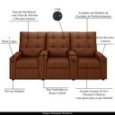 Ver imagem 3 de Poltrona do Papai Reclinável Sala de Cinema Movie 3 Lugares Manual Baú USB Veludo Terracota Gran Bel