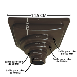 Ralo Anti Odor Inox 304 Modelo 15x15 Bolinha Tela e Coletor Marrom Saída Adapt de 40mm até 100mm - 5
