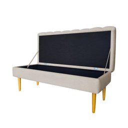 Banco Bau Jade 80cm Suede Bege - Lares Decor - 3