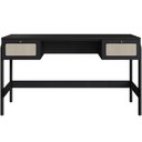 Ver imagem 3 de Mesa Escrivaninha Home Office 2 Gavetas Pés Madeira Moss A03 Nero Preto - Lyam Decor