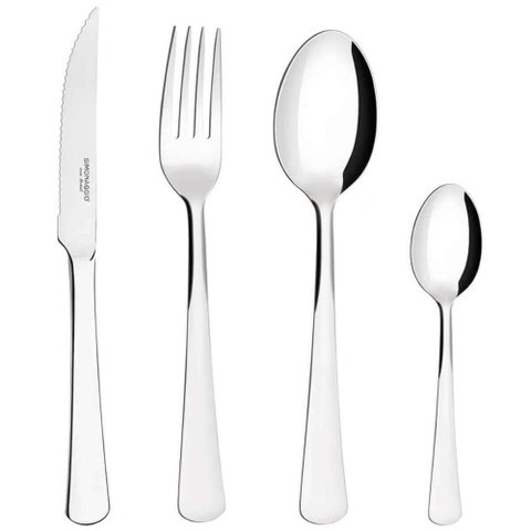 Jogo de Talheres 240 Peças Simonaggio Toronto Aço Inox Garfos Facas Colheres Restaurante Buffet
