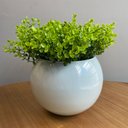 Ver imagem 2 de Arranjo Centro de Mesa Vaso Branco Verdinho Artificial Completo Decore Fácil Shop