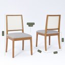 Ver imagem 2 de Kit 4 Cadeiras para Sala de Jantar Estofadas Marcela Cinza/Madeira