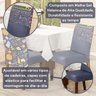 Kit de Capas de Cadeira Jantar Estampadas Ajustável com Elástico 10 Peças - Protetora Cozinha Malha  - 5