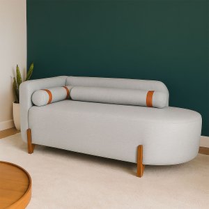 Divã Orgânico Chaise Curvo 2 Lugares Forma Orgânica Linho Trento