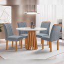 Ver imagem 4 de Mesa Kansas 100cm 4 Cadeiras Arizona Tampo Redondo Plus Vidro Off White