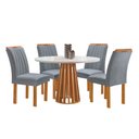Ver imagem 1 de Mesa Kansas 100cm 4 Cadeiras Arizona Tampo Redondo Plus Vidro Off White