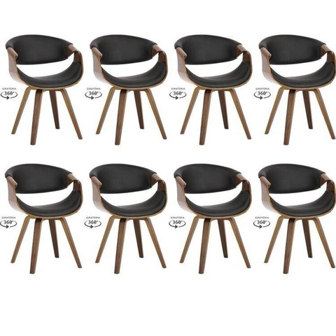 Kit com 8 Cadeiras Nicole Giratória para Sala de Jantar Preto