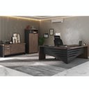 Ver imagem 1 de Kit 3 Peças com Mesa Diretor em L de Tamburato, Balcão com Gavetas e Prateleiras e Armário Multiuso