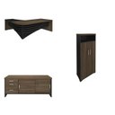 Ver imagem 2 de Conjunto 3 Peças com Mesa Diretor em L de Tamburato, Balcão com Gavetas e Prateleiras e Armário Multiuso Marrom/Charuto/Preto Artany
