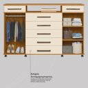 Ver imagem 7 de Cômoda 7 Gavetas 2 Portas com Rodízios London
