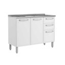 Ver imagem 1 de Balcão de Cozinha Gabinete c/ Pia Evidence 7025 3 Portas 2 Gavetas Branco - Bertolini