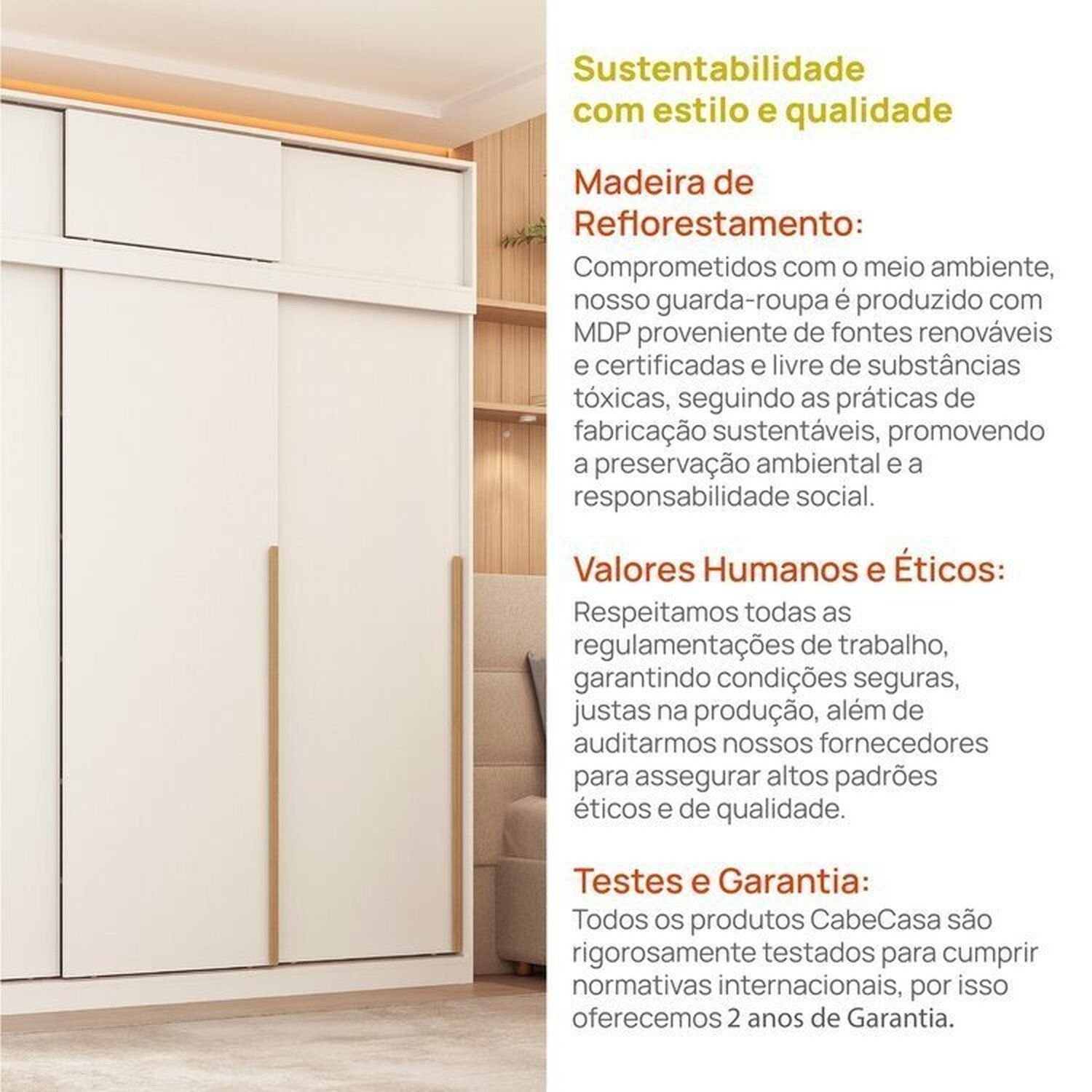 Guarda-Roupa Modular 2 Peças 6 Portas de Correr Jade CabeCasa