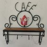 Cantinho do Café Prateleira Artesanal em Ferro e Madeira com 4 Ganchos 40x15:vermelho - 4