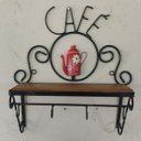 Ver imagem 4 de Cantinho do Café Prateleira Artesanal em Ferro e Madeira com 4 Ganchos 40x15:vermelho