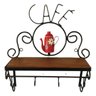 Cantinho do Café Prateleira Artesanal em Ferro e Madeira com 4 Ganchos 40x15:vermelho - 1