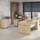 Ver imagem 1 de Kit 3 Peças com Estação Diretor em L de Tamburato, Balcão 2 Portas e Gaveteiro Organizador