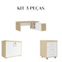 Ver imagem 3 de Kit 3 Peças com Estação Diretor em L de Tamburato, Balcão 2 Portas e Gaveteiro Organizador