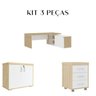 Kit 3 Peças com Estação Diretor em L de Tamburato, Balcão 2 Portas e Gaveteiro Organizador - 3