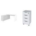 Ver imagem 2 de Conjunto 2 Peças com Escrivaninha em L e Gaveteiro Bit Organizador com Chave 4 Gavetas 8 Nichos 135C 100% MDF